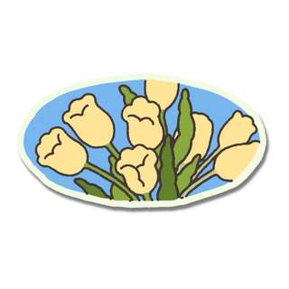 Yellow tulips in blue